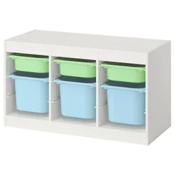 IKEA TROFAST(795.744.77) Полиця з контейнерами, Біло -світло -зелений/світло -синій