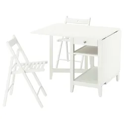 IKEA NÄSINGE / FRÖSVI(095.969.96) стіл і 2 стільці, стіл з відкидною стільницею білий/розкладний білий