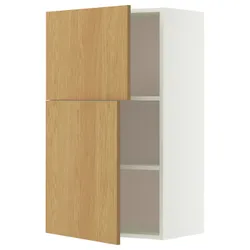 IKEA METOD(196.016.81) настінна шафа з полками/2 двері, Білий/Сінарп навколо дуба