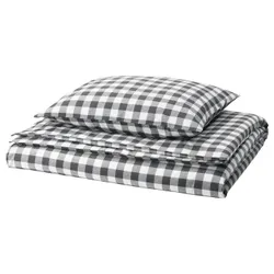 IKEA EKTANDVINGE(105.853.98) протока та наволочка, Білий/картаний антрацит