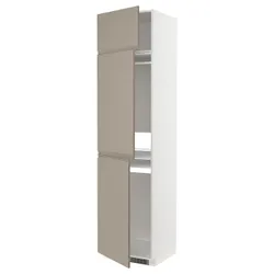 IKEA METOD(894.924.24) висока шафа для холодильника/морозильника/3 двері, білий/Upplöv матовий темно-бежевий