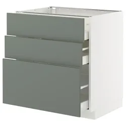 IKEA METOD / MAXIMERA(195.653.34) шафа для підлоги з 3 ящиками, білий/Nickebo матовий сіро-зелений