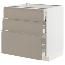 IKEA METOD / MAXIMERA(094.916.78) шафа для підлоги з 3 ящиками, білий/Upplöv матовий темно-бежевий