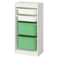 IKEA TROFAST(095.751.64) Полиця з контейнерами, Білий білий/яскраво -зелений