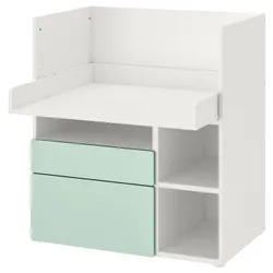 IKEA SMÅSTAD(995.831.93) стіл, Біло -світло -зелений/з 2 ящиками