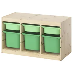 IKEA TROFAST(095.749.18) Полиця з контейнерами, легка сосна, пофарбована біло -зеленою/яскраво -зеленою