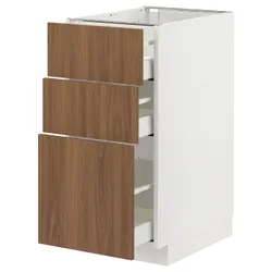 IKEA METOD / MAXIMERA(295.190.25) шафа для підлоги з 3 ящиками, білий/Тісторп імітація коричневого горіха