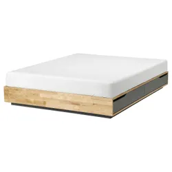 IKEA MANDAL(906.309.95) рамка ліжка з контейнерами, береза/сірий