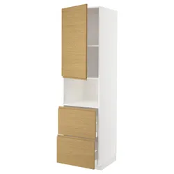 IKEA METOD / MAXIMERA(295.382.98) висока шафа для НВЧ, дверцята/2 ящики, білий/імітація Воксторпа дуб