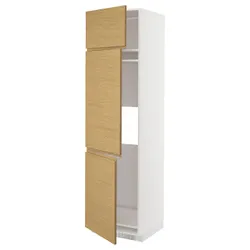 IKEA METOD(695.378.76) висока шафа для холодильника/морозильника/3 двері, білий/імітація Воксторпа дуб