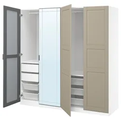 IKEA PAX / KAMMARTORP/TYSSEDAL(196.032.94) Комбінація гардеробу, Біле дзеркало/сірий сірий -ро