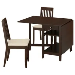 IKEA NÄSINGE / NÄSINGE(095.970.95) Стіл та 2 стільці, Стол із опущеним верхнім забарвленим буковим шпоном темно -коричневого/коричневого світла