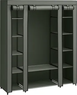 SONGMICS Текстильна шафа, шафа для одягу з нетканого матеріалу, 45 х 150 х 175 см, 12 відділень, металевий каркас, шафа для