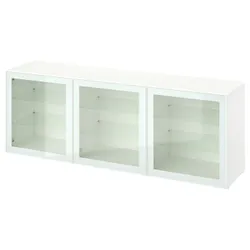 IKEA BESTÅ(594.888.19) поєднання з дверима, біле/Glassvik біле прозоре скло
