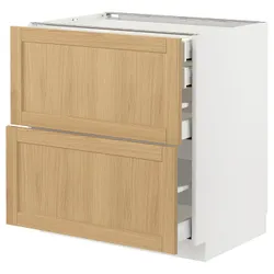 IKEA METOD / MAXIMERA(295.091.49) шафа з підлогою з 2 фасадами/2 низьким/середнім/високим ящиком, білий/Дуб Форсбака