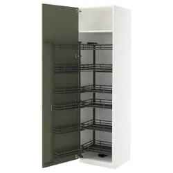 IKEA METOD(695.175.38) Високий шафа з висувною коморою, Biały/axstad gria -green