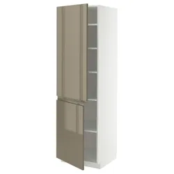 IKEA METOD(195.773.32) Висока шафа з полками/2DRZ, білий/Voxtorp Gloss Dark -brown
