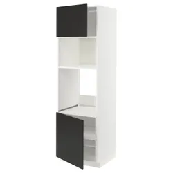 IKEA METOD(894.986.66) висока шафа для духовки/мікрохвильовки, 2 дверцята/полиці, білий/Nickebo матовий антрацит