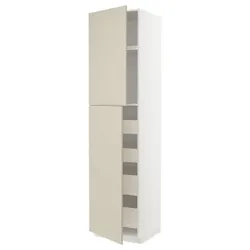 IKEA METOD / MAXIMERA(094.585.65) 2-дверна / 4-ящикова висока шафа, білий/Havstorp бежевий