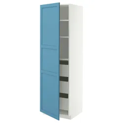 IKEA METOD / MAXIMERA(696.017.73) Висока шафа з ящиками, Biały/Lerhyttan Blue