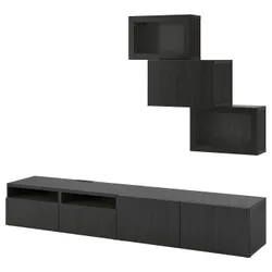 IKEA BESTÅ(994.113.14) комбінація для телевізора / скляні двері, чорно-коричневе / Lappviken чорно-коричневе прозоре скло