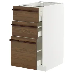 IKEA METOD / MAXIMERA(595.746.14) Шафа, що стоїть з 3 ящиками, Білий/Stensta темно -коричневий шпон