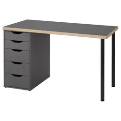 IKEA LAGKAPTEN / ALEX(195.849.26) стіл, сірий/імітація Чорна деревина