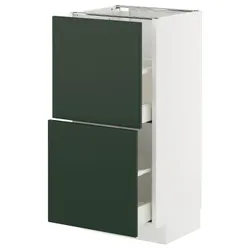 IKEA METOD / MAXIMERA(595.567.52) шафа для підлоги з 2 ящиками, білий/Хавсторп темно-зелений