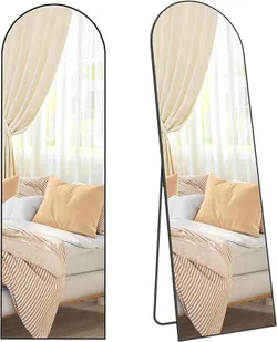 SONGMICS Дзеркало в повний зріст 160 x 50 см. Вигнуте стояче дзеркало, алюмінієва рама, загартоване скло, для спальні, вітальні,