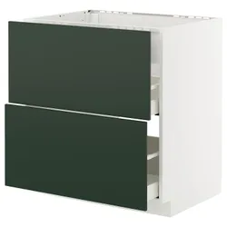 IKEA METOD / MAXIMERA(995.571.32) шафа для варильної панелі/витяжки з висувним ящиком, білий/Хавсторп темно-зелений