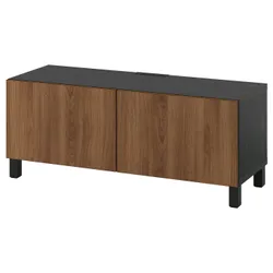 IKEA BESTÅ(396.121.03) Телевізійна лавка з дверима, Czarnybrowz/lappviken/wostbarp волоський горіх
