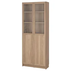 IKEA BILLY / OXBERG(294.833.28) книжкова шафа, пара панельних/скляних дверей, імітація дуб