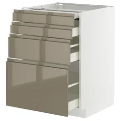 IKEA METOD / MAXIMERA(195.774.26) ST шафа зі висувним верхом/3 -е, білий/Voxtorp Gloss Dark -brown