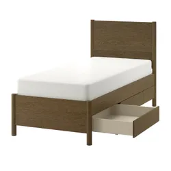 IKEA TONSTAD(095.464.97) рамка ліжка з ящиками, коричневий пофарбований дубовий шпон/luröy