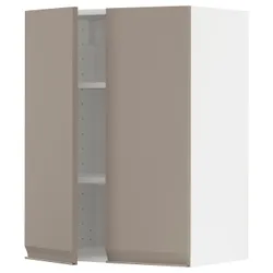 IKEA METOD(094.919.23) навісна шафа з полицями/2 двері, білий/Upplöv матовий темно-бежевий