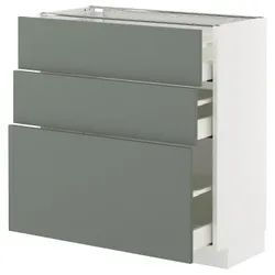 IKEA METOD / MAXIMERA(295.664.08) шафа для підлоги з 3 ящиками, білий/Nickebo матовий сіро-зелений
