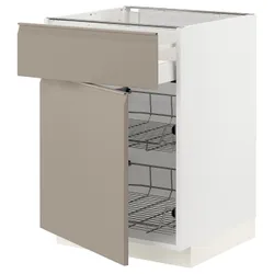 IKEA METOD / MAXIMERA(594.921.52) підлогова шафа/дверний кошик/ящик/двері, білий/Upplöv матовий темно-бежевий