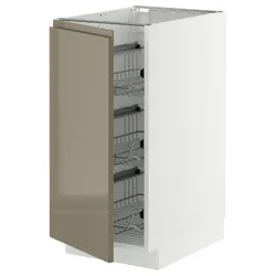 IKEA METOD(495.769.20) шафи з кошика друка, білий/Voxtorp Gloss Dark -brown