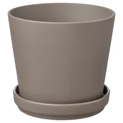 IKEA KLARBÄR(805.084.29) квітковий горщик з підставкою, всередині/зовні сіро-коричневий