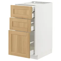 IKEA METOD / MAXIMERA(195.091.16) Шафа з підлогою з 3 фасадами/2 низьким/середнім/високим ящиком, білий/Дуб Форсбака