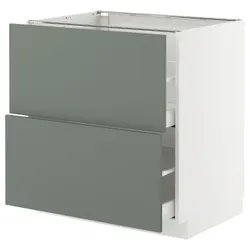 IKEA METOD / MAXIMERA(795.660.00) Шафа з 2 фасадами/2 високими ящиками, білий/Nickebo матовий сіро-зелений