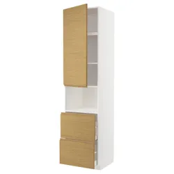 IKEA METOD / MAXIMERA(395.388.58) висока шафа для мікрохвильової печі з дверцятами та 2 ящиками, білий/імітація Voxtorpа дуб