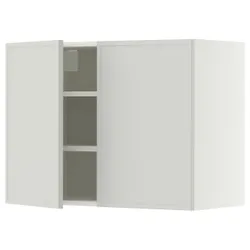 IKEA METOD(596.061.01) навісна шафа з полицями/2 двері, білий/Aspudden світло-сірий