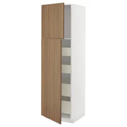 IKEA METOD / MAXIMERA(795.188.96) висока шафа з 2 дверцятами/4 ящиками, білий/Тісторп імітація коричневого горіха