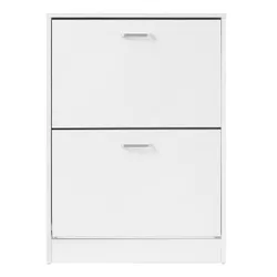 Біла шафа для взуття з 2 дверима