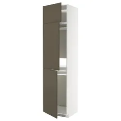 IKEA METOD(895.582.93) висока шафа для холодильника/морозильника/3 двері, білий/Хавсторп коричнево-бежевий