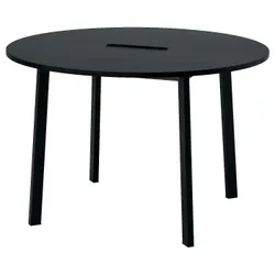 IKEA MITTZON(195.304.53) Конференц-стіл, круглий шпон ясеня, морилка чорний/чорний