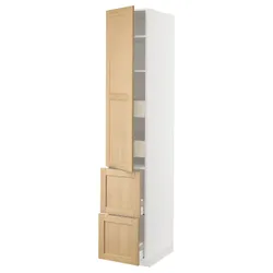 IKEA METOD / MAXIMERA(795.094.58) висока шафа з полицею/4 ящики/двері/2 фасади, білий/Дуб Форсбака