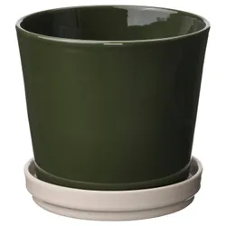 IKEA KLOTLÖNN(305.982.67) горщик з підставкою, внутрішній/зовнішній/темно -сірий -зелений світлий бежевий