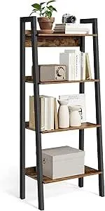 VASAGLE Ladder Bookcase, 4-ярусна книжкова шафа, шафа для зберігання ніг, офіс, вітальня, спальня, кухня, промисловий стиль,